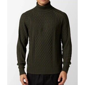 Nike Life Men’s Cable Knit Turtleneck Sweater Wool Blend Green FB7770-325 Sz Med